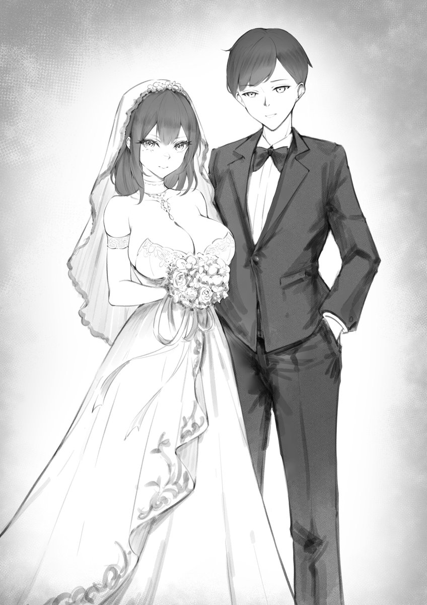 一對幸福的新人
真希望不要有什麼長著巨根的黑叔叔介入他們的婚姻