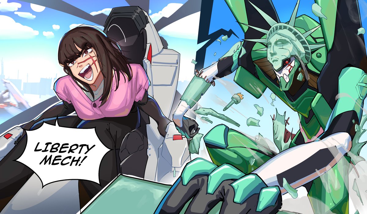 Whenever someone brings up the concept of the statue of liberty throwing hands I can't help but think of this image from the shere hell yeah factor to it