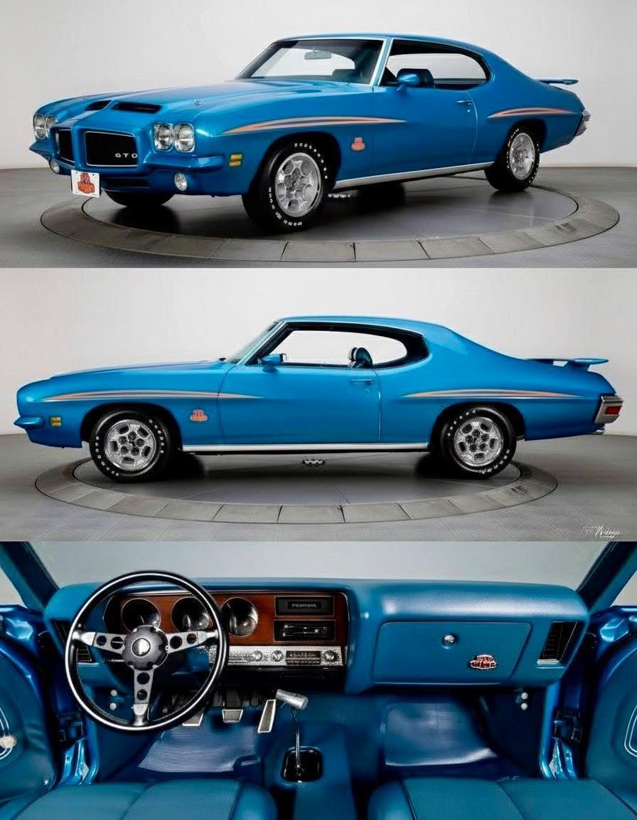 HappyMotorhead's tweet photo. Behold the 1971 Pontiac GTO Judge in stunning Lucerne Blue – pure muscle royalty! Ready to rule the road? 🔥 #GTOJudge #PontiacMuscle #ClassicCars https://t.co/AN4xCsEC5i