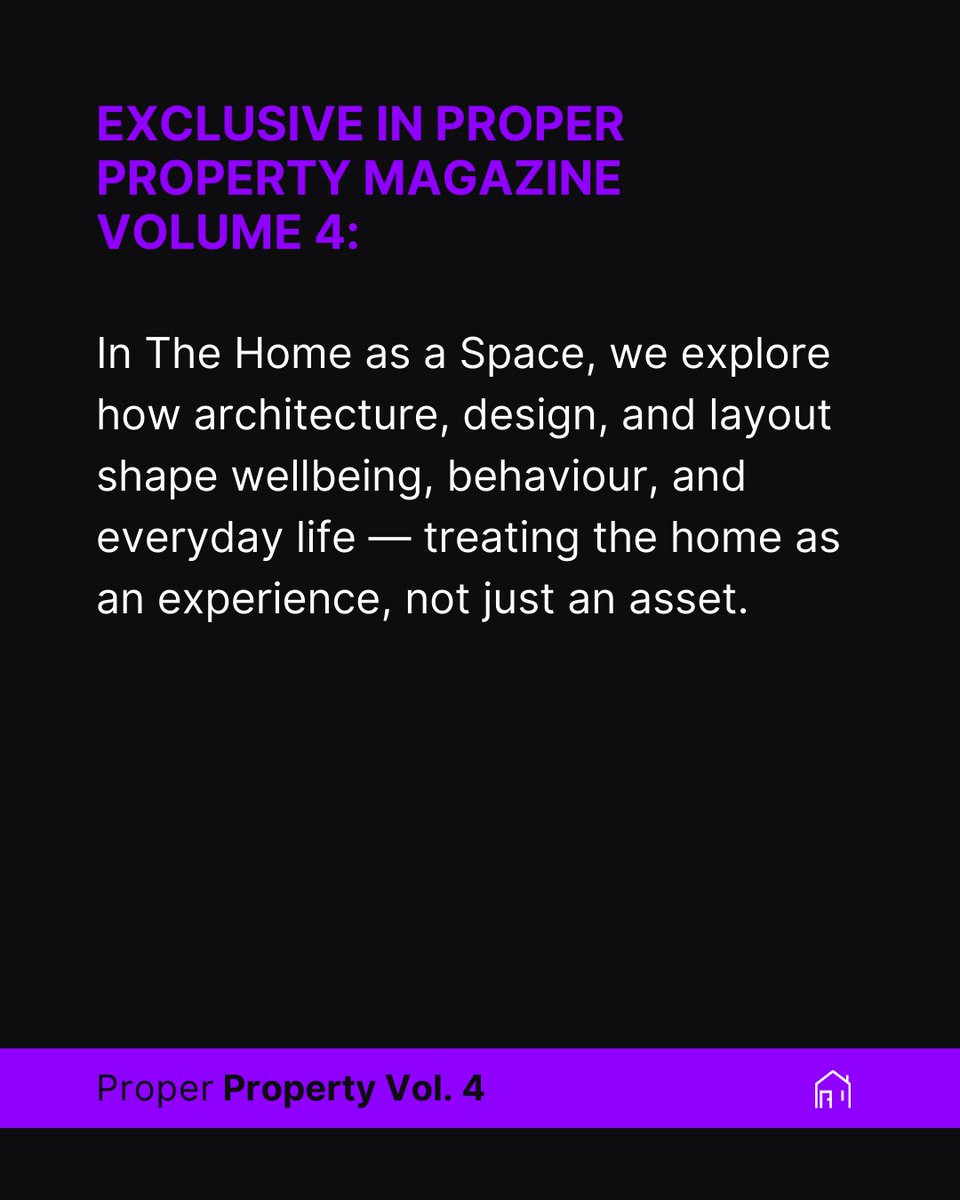 properprocy's tweet photo. Discover The Home as a Space, an editorial exploration of how design, architecture, and thoughtful living environments shape wellbeing, behaviour, and everyday life.

📖 Grab your copy here: https://t.co/2BtUvcMirM

#ProperProperty #TheHomeAsASpace #DesignAndLiving https://t.co/9wNMHbYIR7