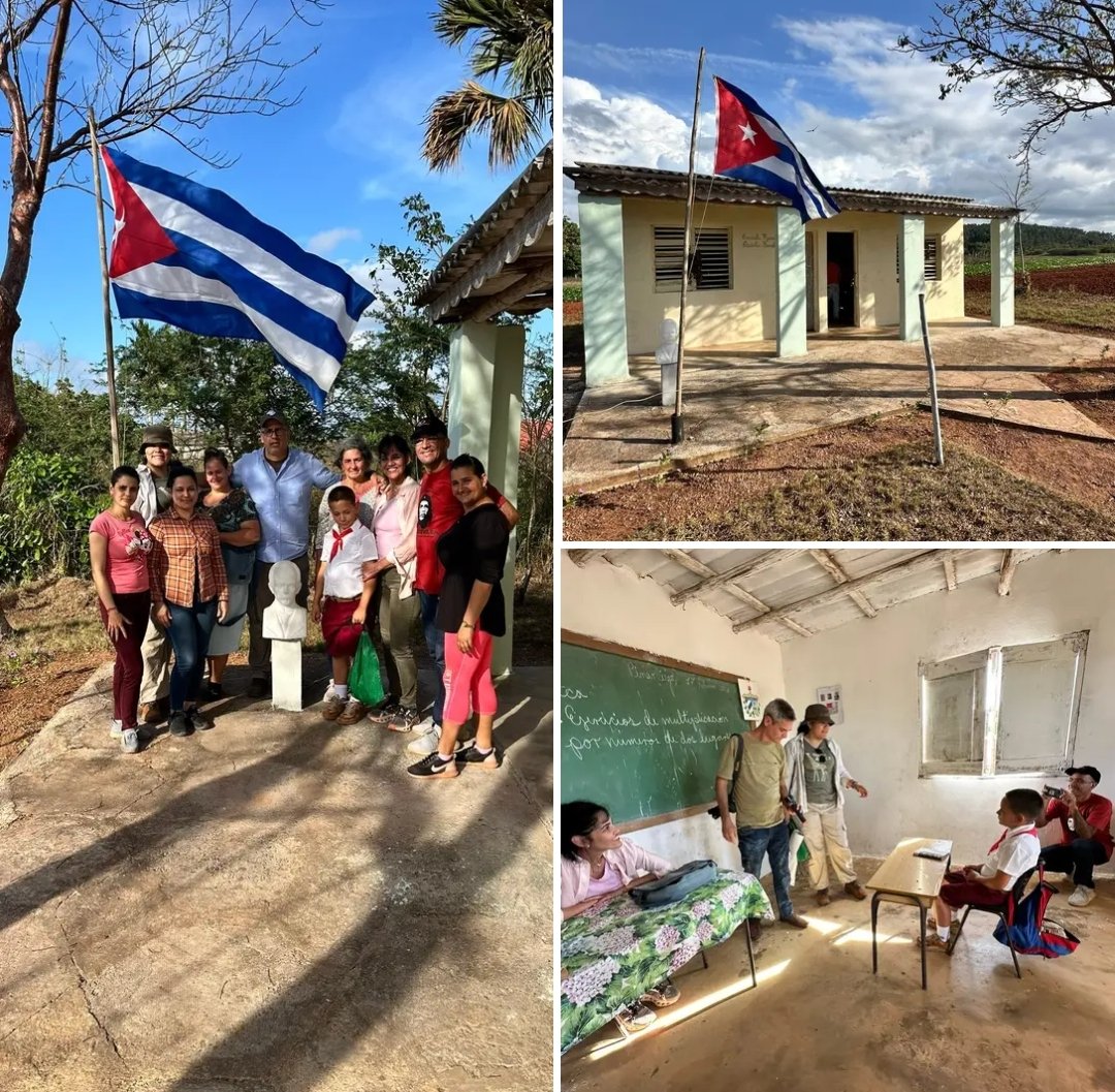 🇨🇺🏠 En esta escuelita rural cubana recibe clases 1 solo niño. REPITO: 1 SOLO NIÑO. Varias maestras e instructores solo para él: su mesa, su silla, sus libros y su bandera. No son lujos, son derechos. En condiciones humildes, como suele ser en las montañas y zonas rurales, pero