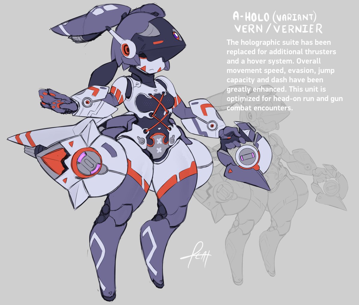 A doodle of a A-H0L0 Intelligent Construct variant for fun not an OC but more grunt unit design. Less stealth and more speed focused.
#zzzero