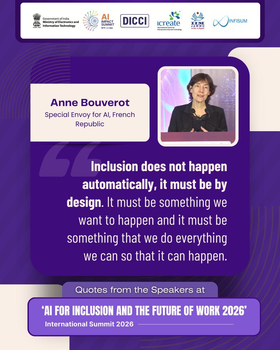 Inclusion isn't accidental, it's by design 🎯. Anne Bouverot urges deliberate action for digital inclusion. True inclusion requires conscious effort 🌐 

#AIforInclusion #InclusiveAI