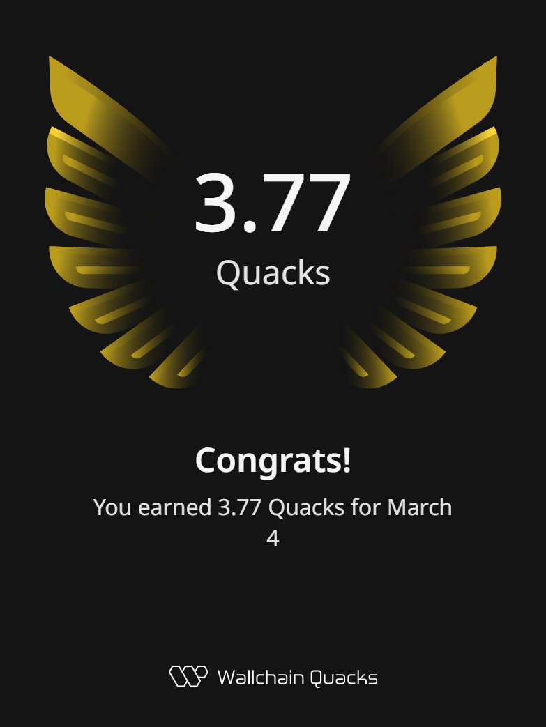 0xndra's tweet image. Another 3.77 Quacks came in today on @wallchain 

Not a big number, but still a daily addition.

What matters is it keeps appearing consistently.