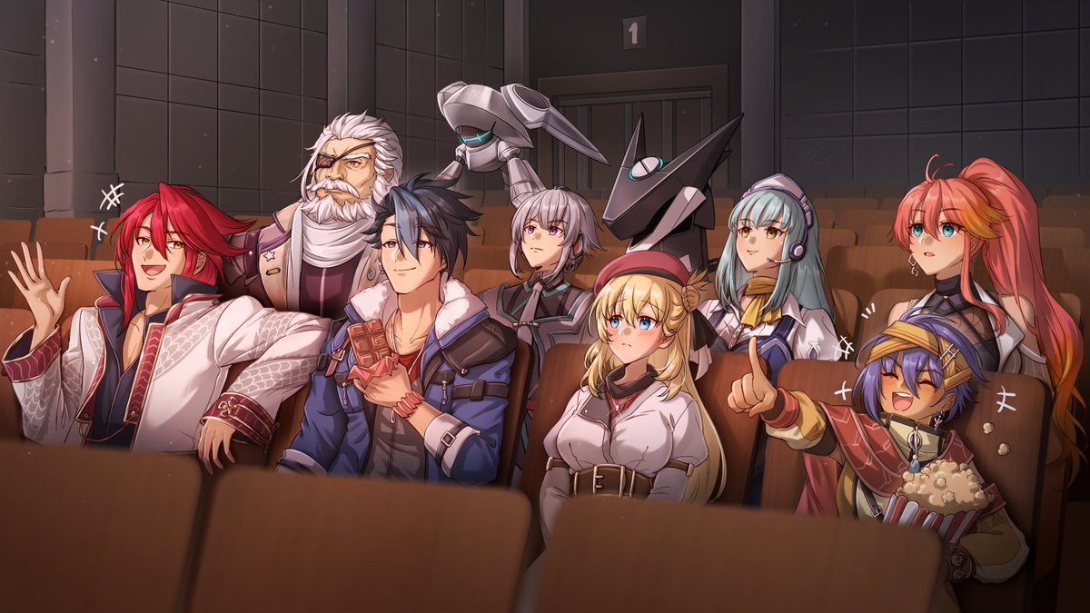 YunaLivArt's tweet photo. A theater trip with the gang!
-Arkride Solutions, Trails

#kiseki #trails #Van #Agnes #Feri #Aaron #Risette #Quatre #Judith #Bergard https://t.co/AFSH0lrcf0