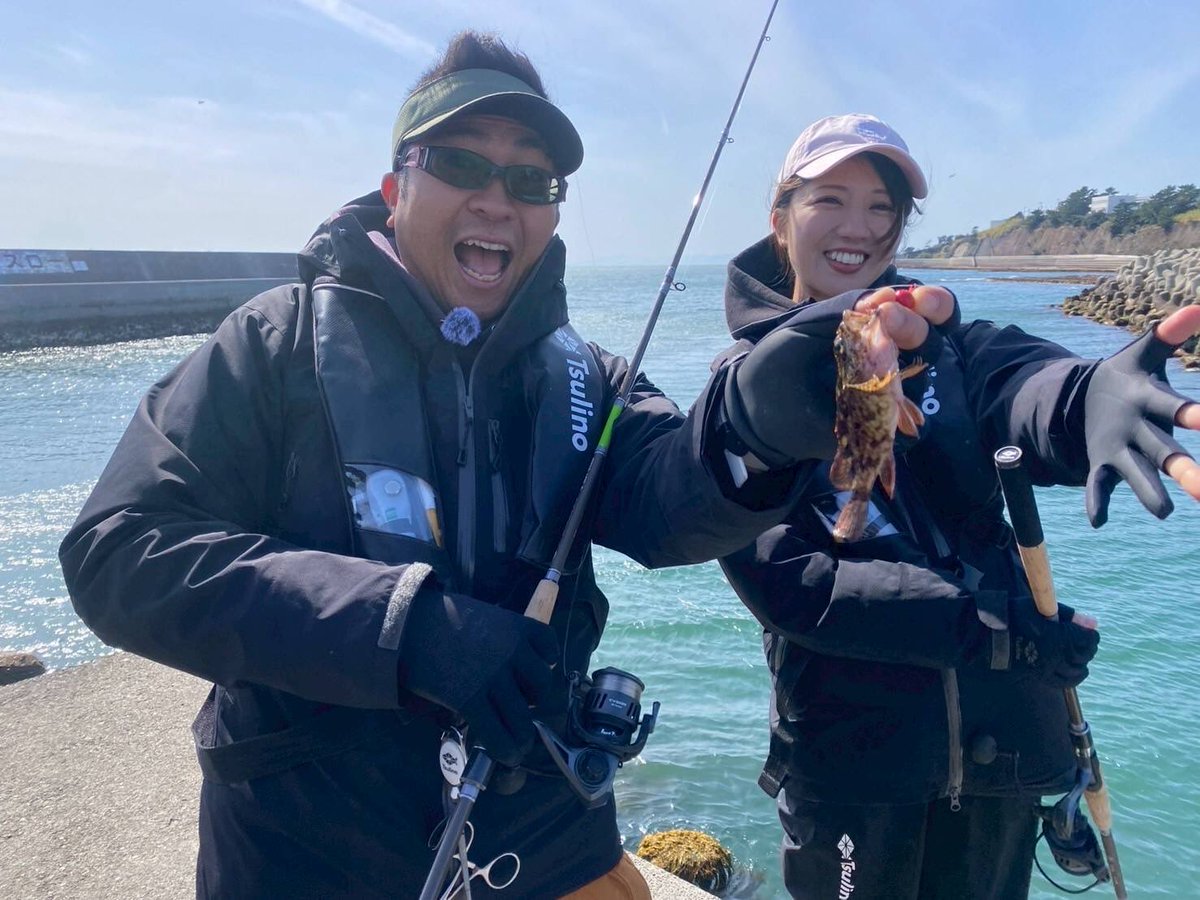 FA_aichi's tweet image. 4月放送の #CAC #まじつり は
#日間賀島 を満喫しました❤️
今回は日間賀島波止釣友会の中村会長と松本副会長をゲストに日間賀島の堤防を調査です🧐
暴風🌀の中でも、えりりんも頑張ってくれました😍根掛かっても1人で外せる成長ぶり👍流石です❤️
放送をお楽しみにー📺