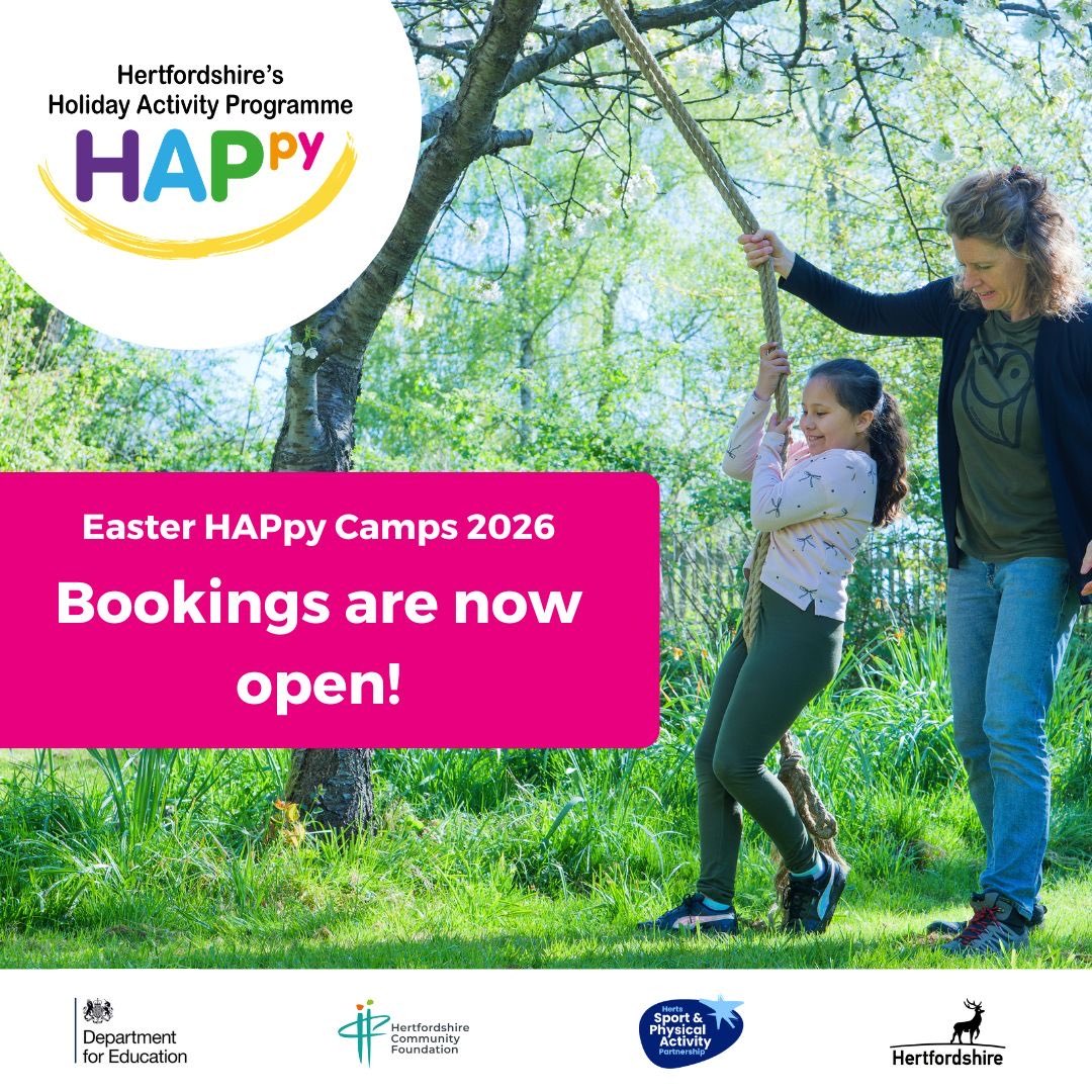 sportinherts's tweet photo. HAPpy bookings are now open!  
 
If your child is eligible, secure your spot before they’re gone. 
 
Book using the link here: https://t.co/tdctY6hCKd

And code from school. 
 
#HAF2026 https://t.co/MyirMXCHy4