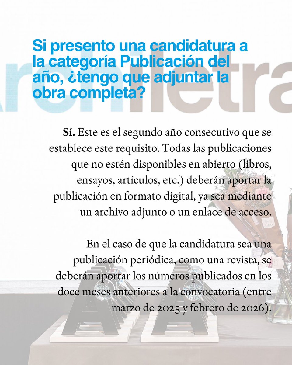 archiletras's tweet photo. 🏆📚 ¿Tienes dudas sobre los #PremiosArchiletras? Te las resolvemos aquí.
Ya sabes que la quinta edición ya está en marcha y el plazo de presentación de candidaturas está abierto hasta el 27 de abril a través de nuestra web: https://t.co/e32tMQbo7V https://t.co/gJI8YlhBN7