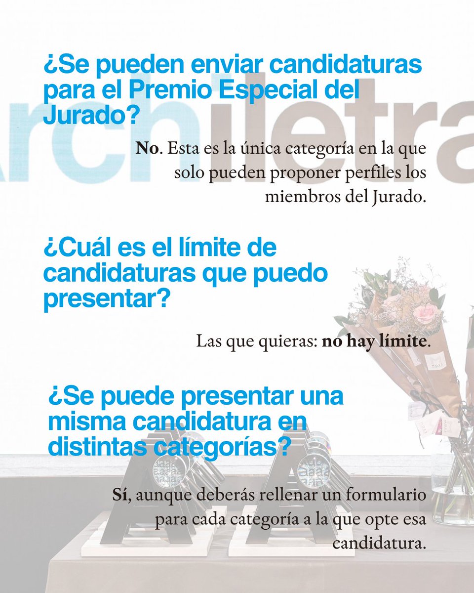 archiletras's tweet photo. 🏆📚 ¿Tienes dudas sobre los #PremiosArchiletras? Te las resolvemos aquí.
Ya sabes que la quinta edición ya está en marcha y el plazo de presentación de candidaturas está abierto hasta el 27 de abril a través de nuestra web: https://t.co/e32tMQbo7V https://t.co/gJI8YlhBN7