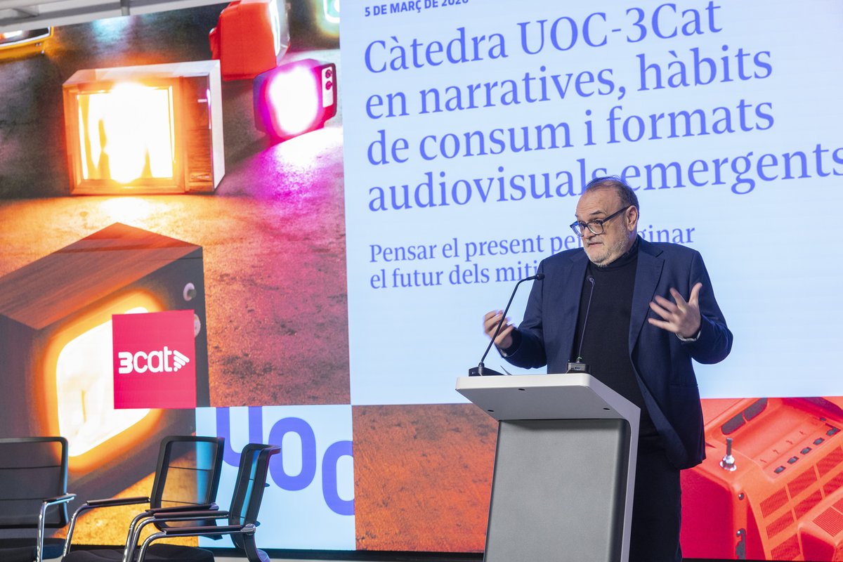 LaureaFolch's tweet image. La @UOCuniversitat i @3CatCorporatiu han presentat avui la nova "Càtedra UOC-3Cat en Narratives, Hàbits de Consum i Formats Audiovisuals Emergents", un espai estable de col·laboració entre la universitat i el sector #audiovisual per impulsar la recerca aplicada, generar