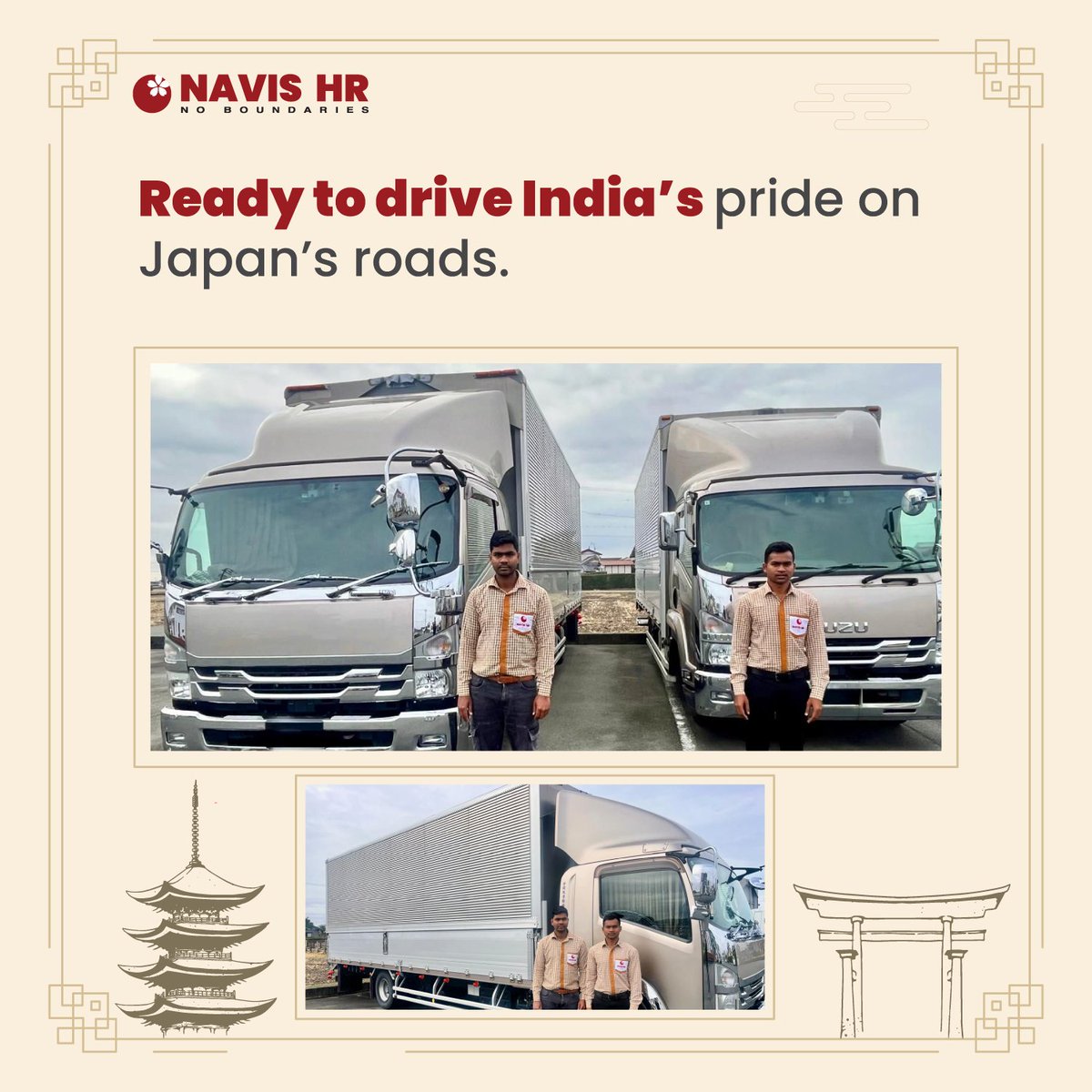 NAVISResources's tweet photo. Another proud moment for NAVIS HR’s SSW Driver program 🚛

Two more skilled drivers have now arrived in Japan, ready to begin their careers on Japanese roads.

From training in India to stepping into real workplaces in Japan — this journey reflects discipline and courage. https://t.co/g2dGJr2jFG