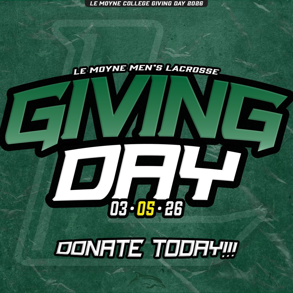 LeMoyneMLax's tweet photo. 🚨 GIVING DAY IS HERE 🚨

Support Le Moyne Men’s Lacrosse by making a donation today. 🥍💚

Click the link below to donate now. ⬇️ 
https://t.co/7gvAgpcII6
(Designate Men’s Lacrosse Fund)

Donations close at 11:59 PM tonight. Don’t miss your chance to give❕

#PhinsTape™️ https://t.co/AconEhl4G3