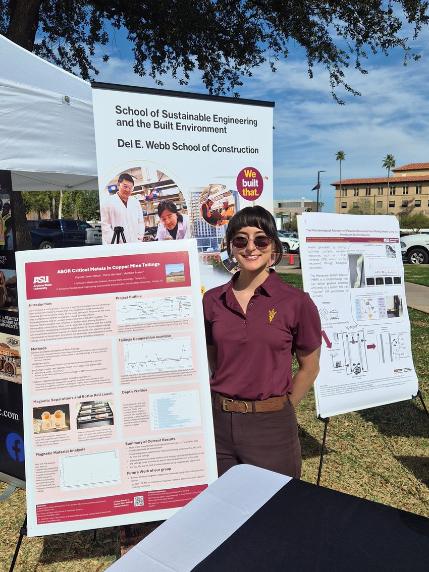 HerckesLab's tweet photo. Crystal presenting her @AZRegents mine tailings research at Arizona Mining Day at the State Capitol.
@SSEBEatASU @MetalAsu https://t.co/LSJY6kjZTd