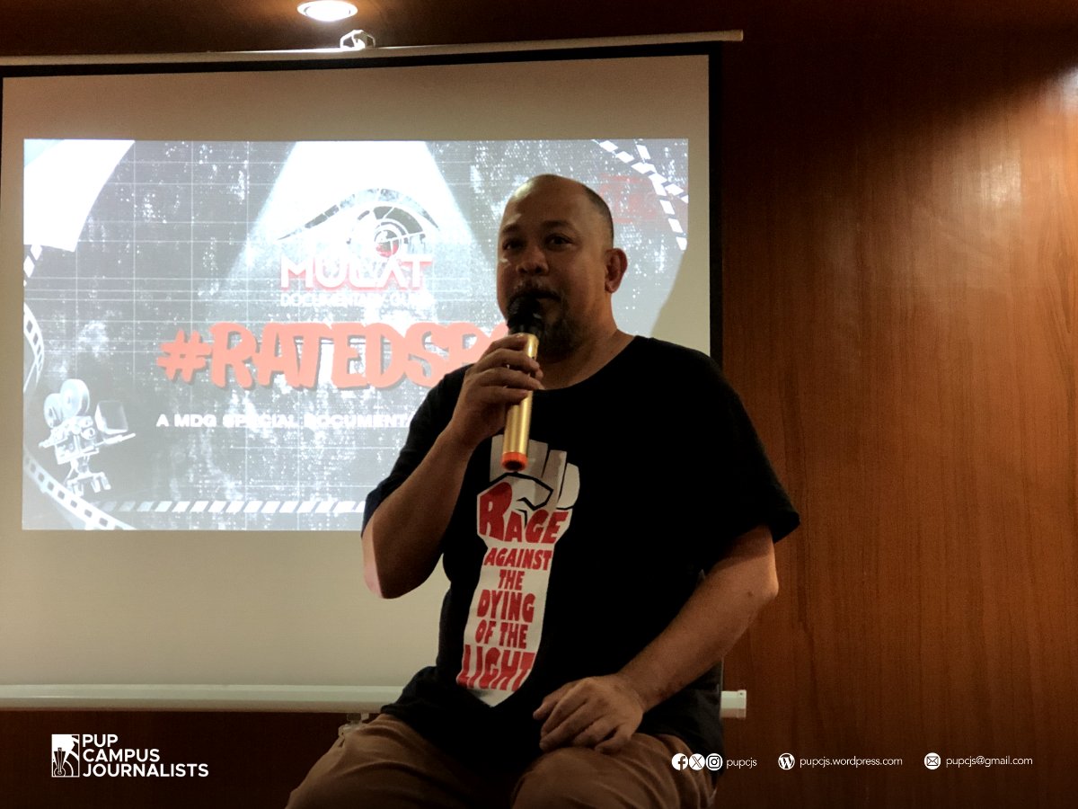 pupcjs's tweet photo. 𝗧𝗜𝗡𝗚𝗡𝗔𝗡 | Sa talkback session ng “#RatedSPG: An MDG Special Docu-Screening,” binigyang-diin ni JL Burgos, direktor ng dokumentaryong "Alipato at Muog" na ang kaso ni Jonas Burgos ay nagpapakita lamang na ang hustisya sa Pilipinas ay para lang sa iilan. [1/2] https://t.co/MqkBo0IGH2