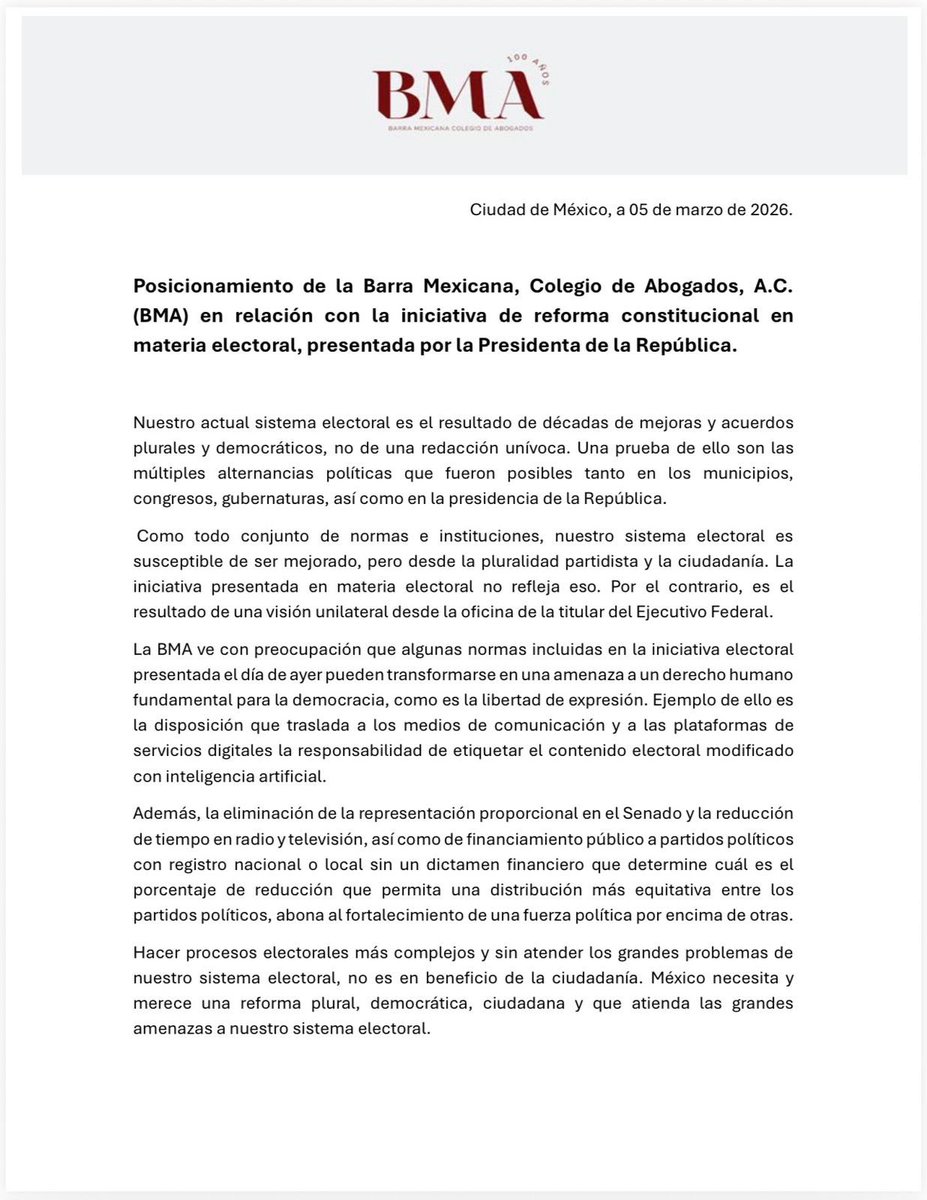 Barra Mexicana, Colegio de Abogados A.C. tweet media
