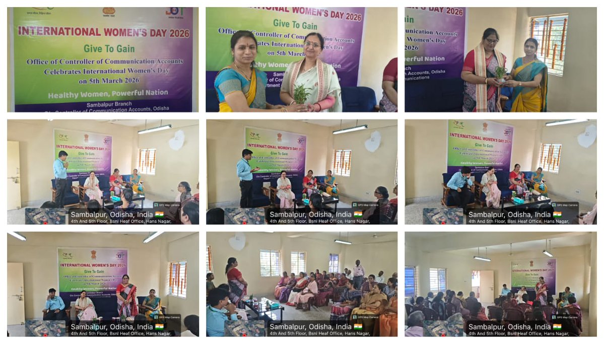 ccaodisha's tweet photo. @DoT_India
@ControllerDot
SambalBO @ccaodisha
#InternationalWomensDay
#GiveToGain
Sambalpur BO celebrated IWD, 2026. Interactive session with Ms. Mousumi Dora, Centre Coordinator, SAKHI (NGO) in the presence of Chief Guest Ms. Alpana Shukla Rao PGM, BSNL inspired the pensioners. https://t.co/e0JIFJqLzD