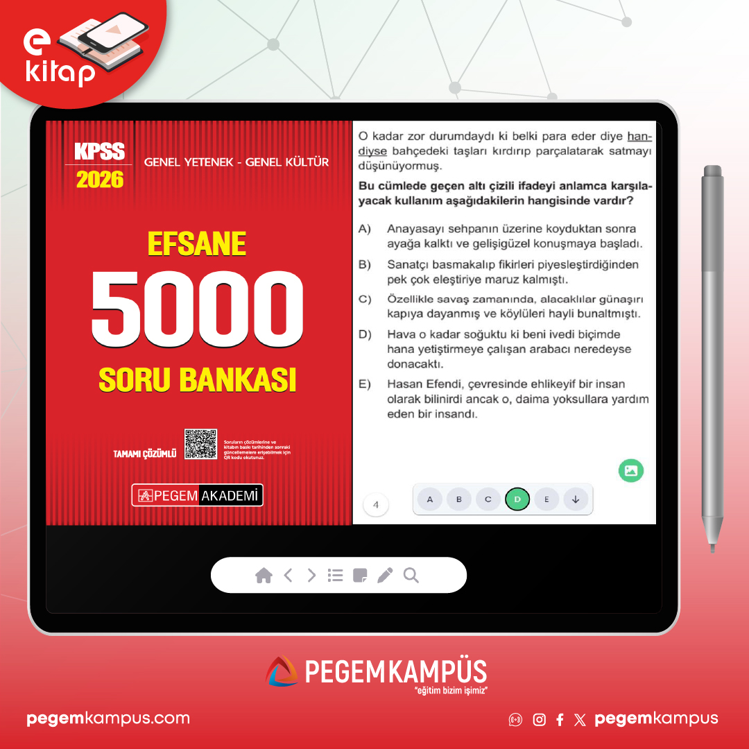 2026 KPSS Genel Yetenek Genel Kültür Efsane 5000 Tamamı Çözümlü E-Soru Bankası satışta!

İncelemek için 👉🏻 pegemkampus.com

#pegemkampus #pegemakademi #kpss #kpss2026 #gygk #gygk2026 #genelyetenekgenelkültür #gygksorubankası #ekitap #onlineeğitim #eğitimbizimişimiz