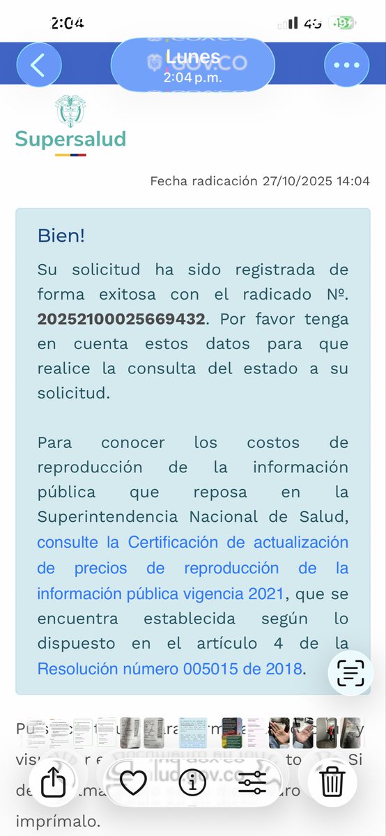 rossguill's tweet photo. @Supersalud @odpdh Falso en la espera de la aplicación de VITAMINA B12 @Supersalud llamadas y solicitud en la página para la queja NO HAY SOLUCIÓN CON 17 meses a puertas de un DAÑO NEUROLOGICO IRREVERSIBLE PERO LAS PQR LAS RESPONDE @EPSSaludTotal A PESAR DE TENER ORDEN DE INMEDIATO CUMPLIMIENTO https://t.co/FqaSiwPvkw