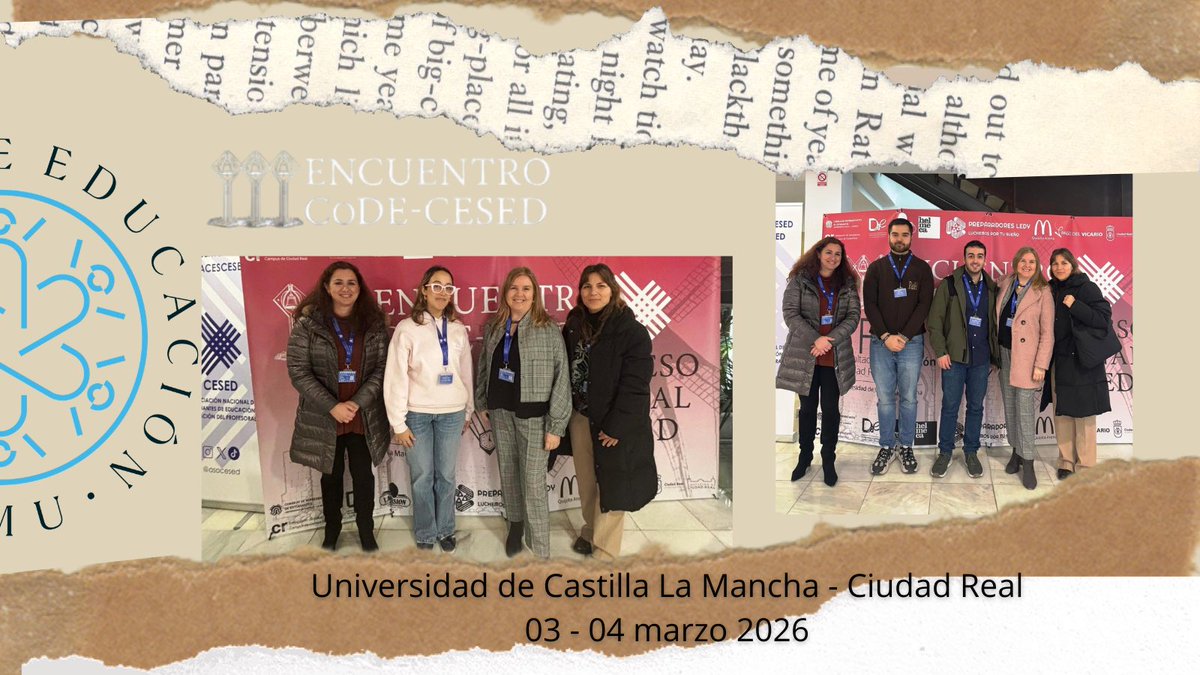 EducacionUm's tweet photo. 🌍 La Facultad participó en el III Encuentro CoDE-CESED (3–4 marzo) en la Universidad de Castilla-La Mancha, un espacio de diálogo entre decanos/as y estudiantes de #Educación de toda España.
Seguimos construyendo red con @asocesed y @ISEN_Cartagena.
#EducaciónUM #CESED #UMU https://t.co/3KggyB5DTj
