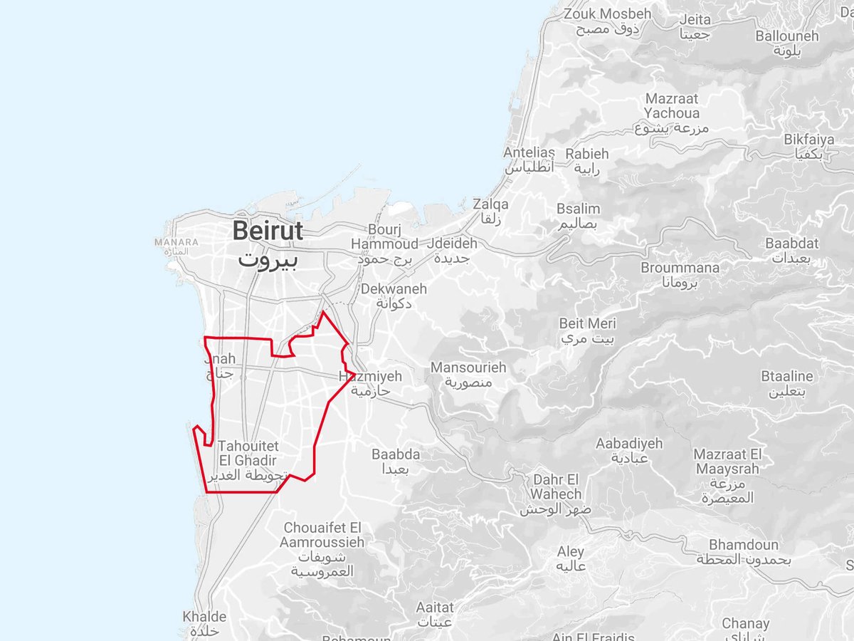 trhxianl's tweet photo. “Israel” has just threatened &amp; ordered the forced displacement of the entirety of the southern suburb of Beirut, also known as Dahye. I won’t use the map they issued but this is indicative. https://t.co/SVO1FHpTdH