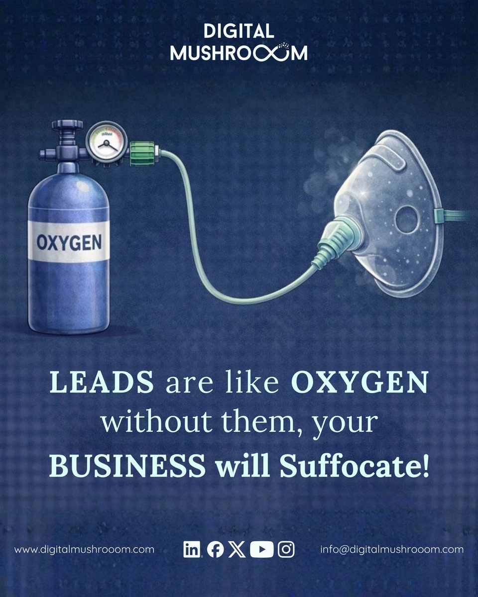 digimushrooom's tweet photo. No Leads = No Sales.
No Sales = No Business.

It’s that simple.

If your business feels like it’s suffocating, it’s time to fix your lead gen. Don't wait until the tank is empty.

Work with Digital Mushrooom to keep the oxygen flowing.

#Marketing #Leads #BusinessGrowth https://t.co/rmBxIy4kqg
