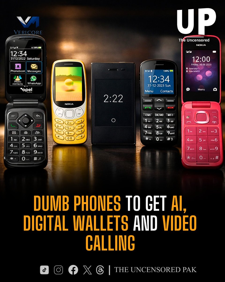 uncensoredpak1's tweet photo. HMD Global has announced at Mobile World Congress 2026 that its basic feature phones will gain modern services during 2026. The updates include a built‑in digital wallet for secure local payments starting in India. 
#HMDGlobal #FeaturePhones #AI #DigitalWallet https://t.co/69UpNQSTw6