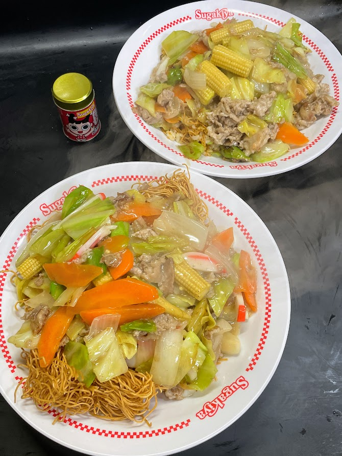 本日のできあがったものがこちらー！！ スガキヤ皿うどん、ガチで