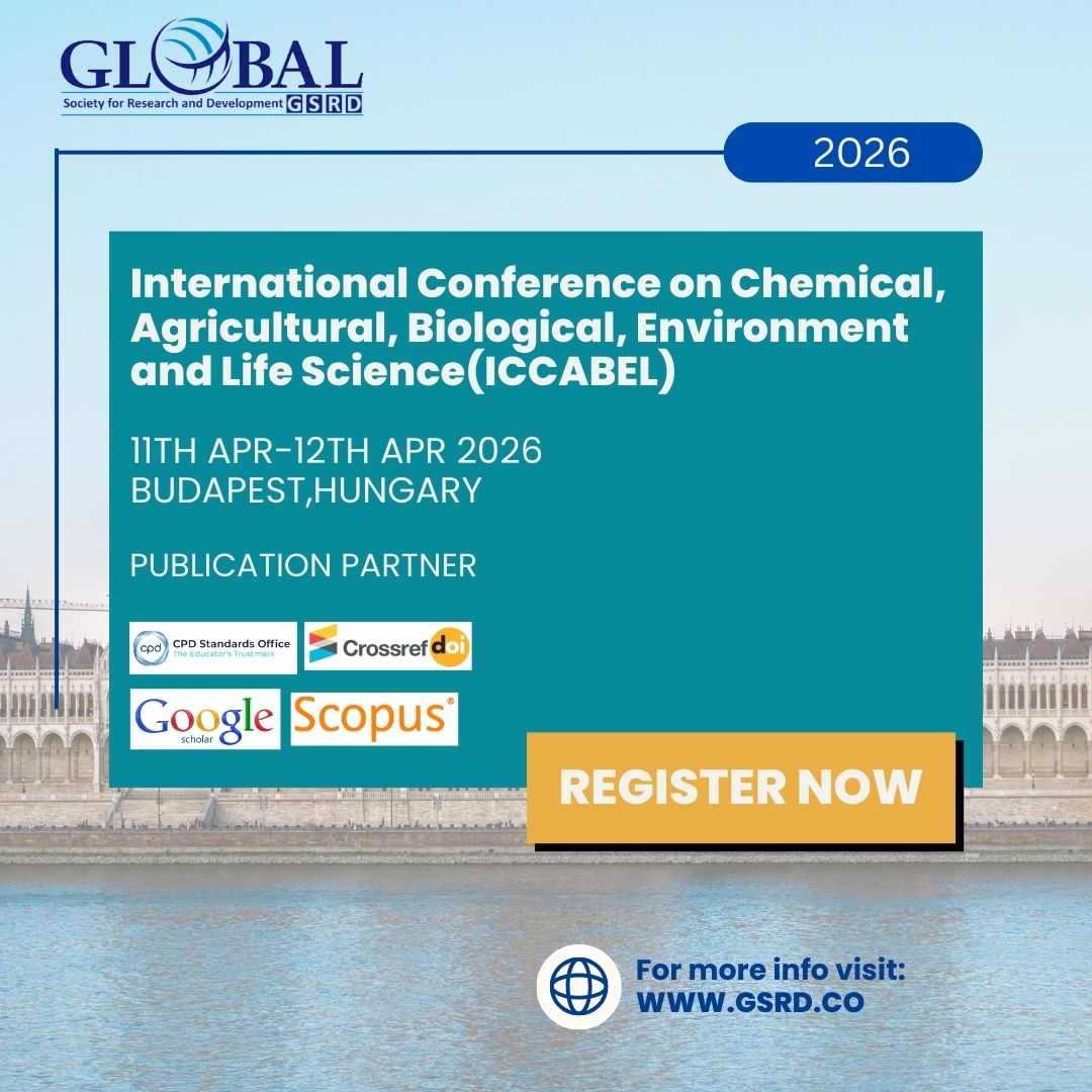 gsrdconferences's tweet photo. International Conference on Chemical, Agricultural, Biological, Environment and Life Science (ICCABEL), which will be held on 11th–12th April 2026 in Budapest, Hungary.
https://t.co/NJ5NlrTRhG
#ICCABEL2026 #InternationalConference #LifeScience #EnvironmentalScience https://t.co/kF5Z4qn8Vh