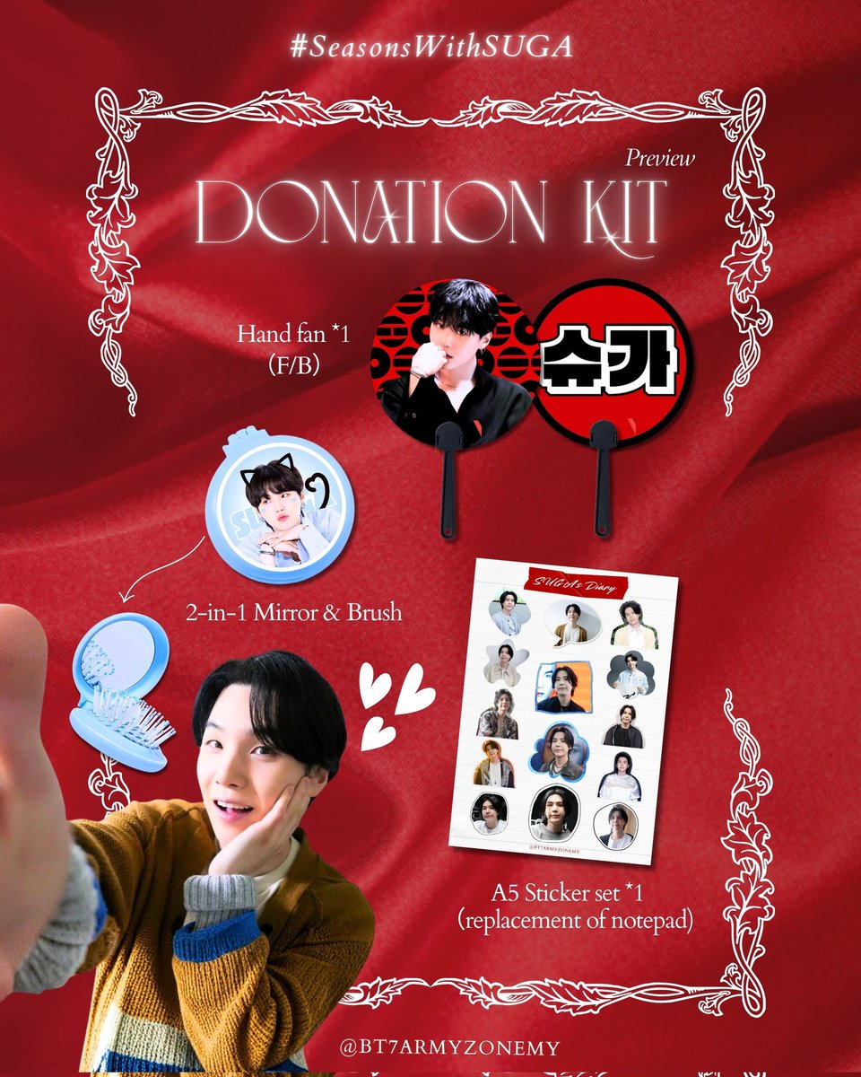 bt7armyzonemy's tweet photo. ⏳ 𝐃-𝟑 ✿ #𝐒𝐞𝐚𝐬𝐨𝐧𝐬𝐖𝐢𝐭𝐡𝐒𝐔𝐆𝐀 ✿
🇲🇾#𝐇𝐀𝐏𝐏𝐘𝐒𝐔𝐆𝐀𝐃𝐀𝐘 𝐄𝐯𝐞𝐧𝐭 😺🎂
feat. #BTS_ARIRANG Pre-comback Gathering ☉⊖⊜

𝐃𝐨𝐧𝐚𝐭𝐢𝐨𝐧 𝐊𝐢𝐭 𝐏𝐫𝐞𝐯𝐢𝐞𝐰 is out!🌹

📢Very LAST TWO SET📢
DM to secure💜 https://t.co/abchVK20TN