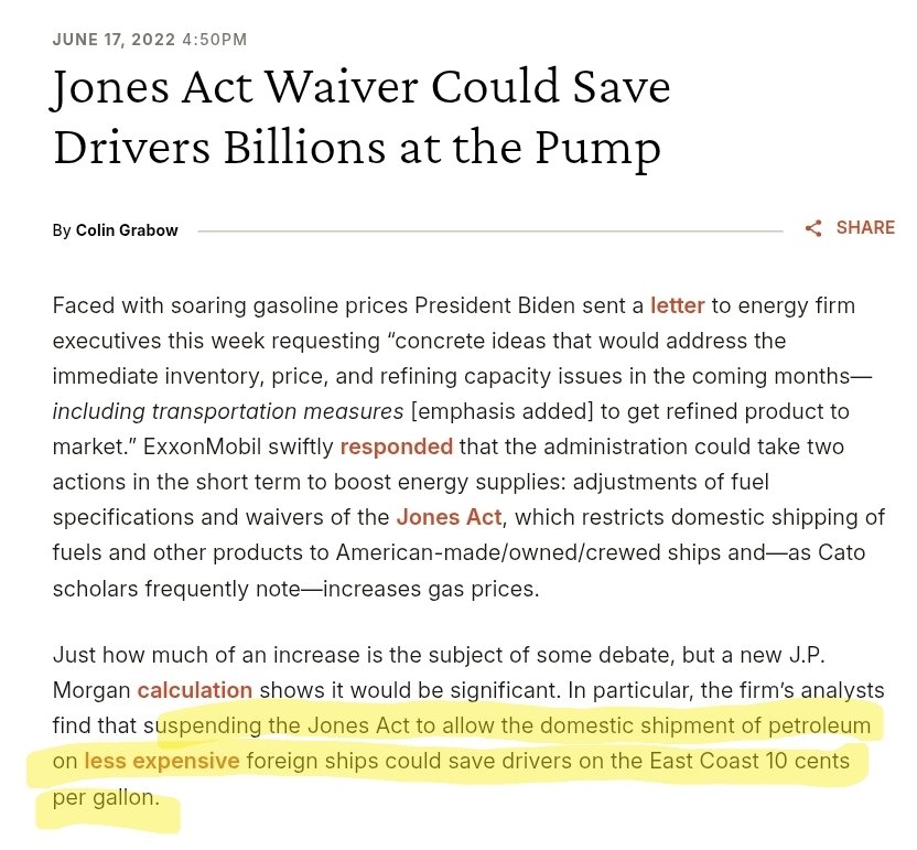scottlincicome's tweet photo. "The White House is 'looking under every rock for ideas on improving energy prices, especially gasoline prices'". 

I have an idea for them: https://t.co/6dJx44Ojzc