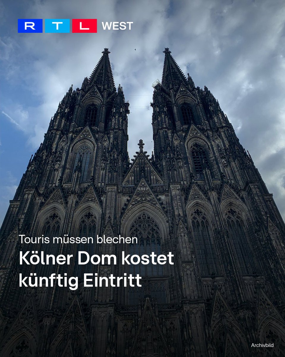 RTLWEST's tweet photo. Der #KölnerDom wird für #Touristen künftig #Eintritt kosten. Das kündigte der Dompropst am Donnerstag (05.03.) in #Köln an. Die Gebühr soll ab der zweiten Jahreshälfte erhoben werden. Die genaue Höhe ist noch offen. #RTLWEST hatte schon am Montag (02.03.) über dieses Thema berichtet. Mit dem #Geld sollen künftig steigende #Kosten für Pflege, Sicherheit und Betrieb gedeckt werden. Für Gebete und Gottesdienste bleibt der Zugang weiterhin kostenlos.