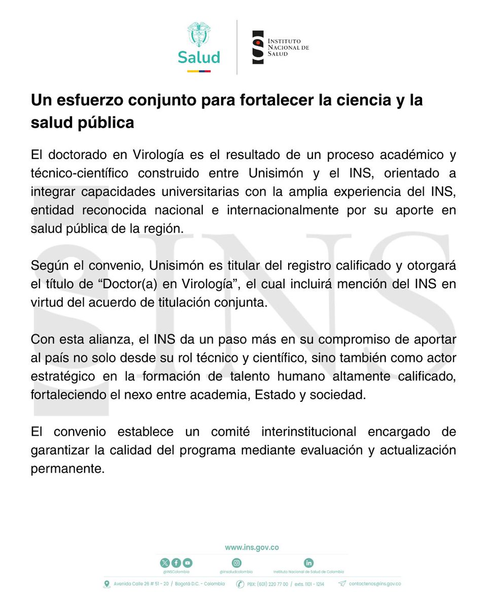 Instituto Nacional de Salud🇨🇴 tweet media