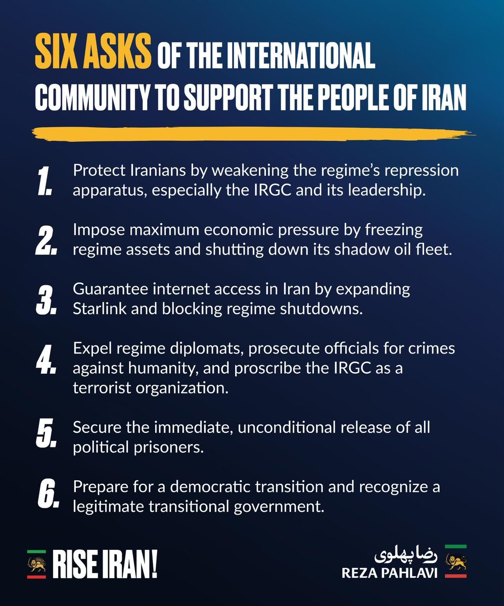 goliizz's tweet photo. Stand with the people of Iran. Declare the Islamic Republic illegitimate and recognize the Transition System as the representative of the nation's will.

Victory is near. The Iranian nation will be liberated and will remember those who stood by its side during these times of hardship.