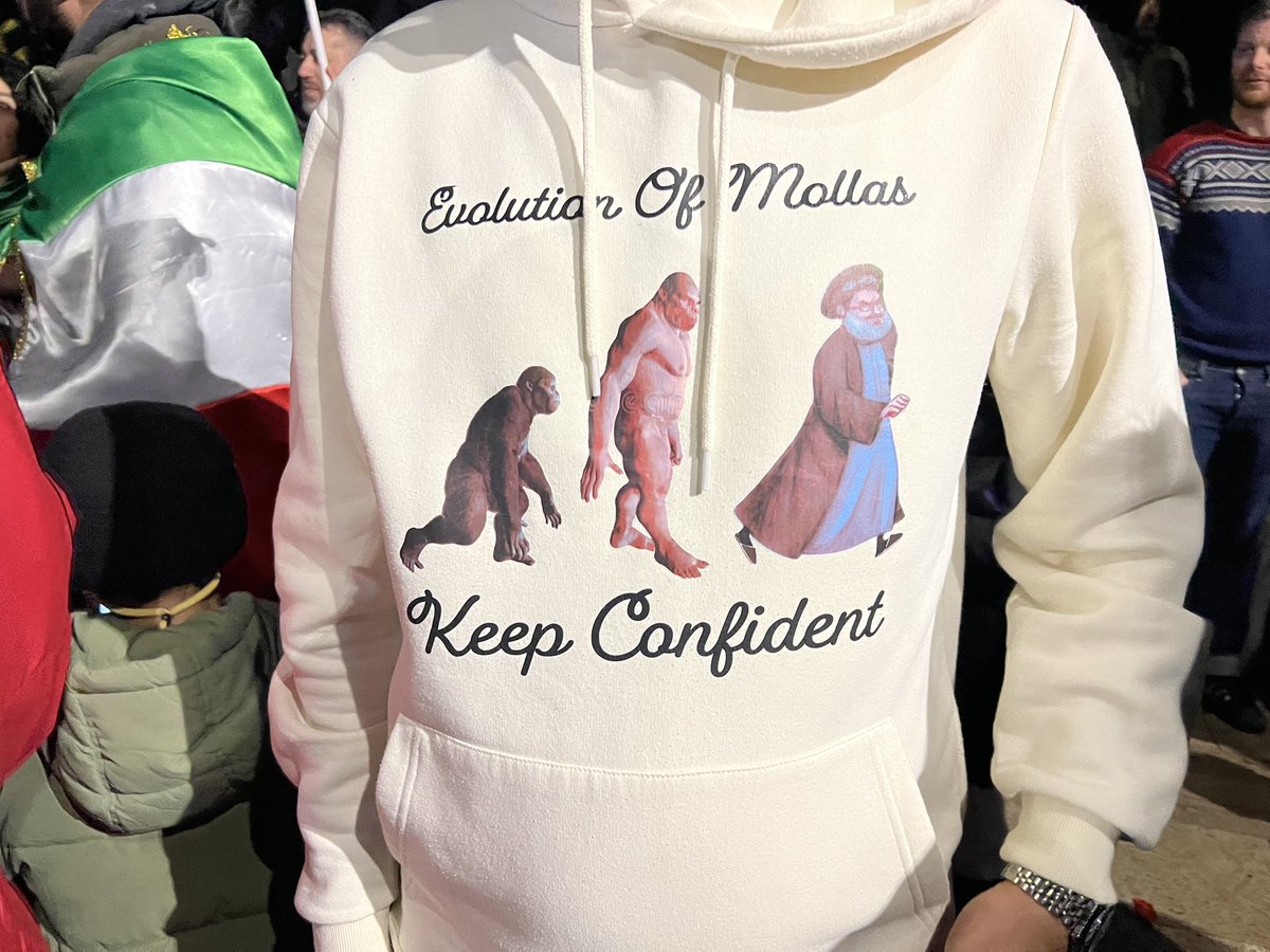 guramios's tweet photo. A hoodie worn by an Iranian protester in front of the embassy of Iran in Georgia. https://t.co/OWurixmlKW