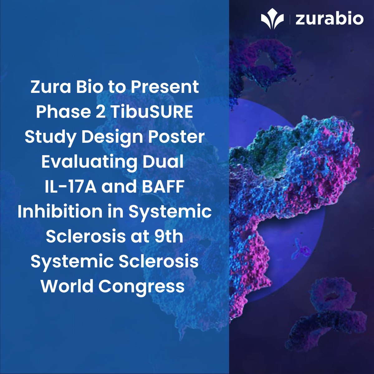 ZuraBioLimited's tweet photo. #TeamZura is onsite this week at the 9th Systemic Sclerosis World Congress in Athens, Greece as we present a study design poster for our global Phase 2 TibuSURE clinical trial evaluating tibulizumab in systemic sclerosis (#SSc).

Read the full press release here: https://t.co/ph0woYQbqV