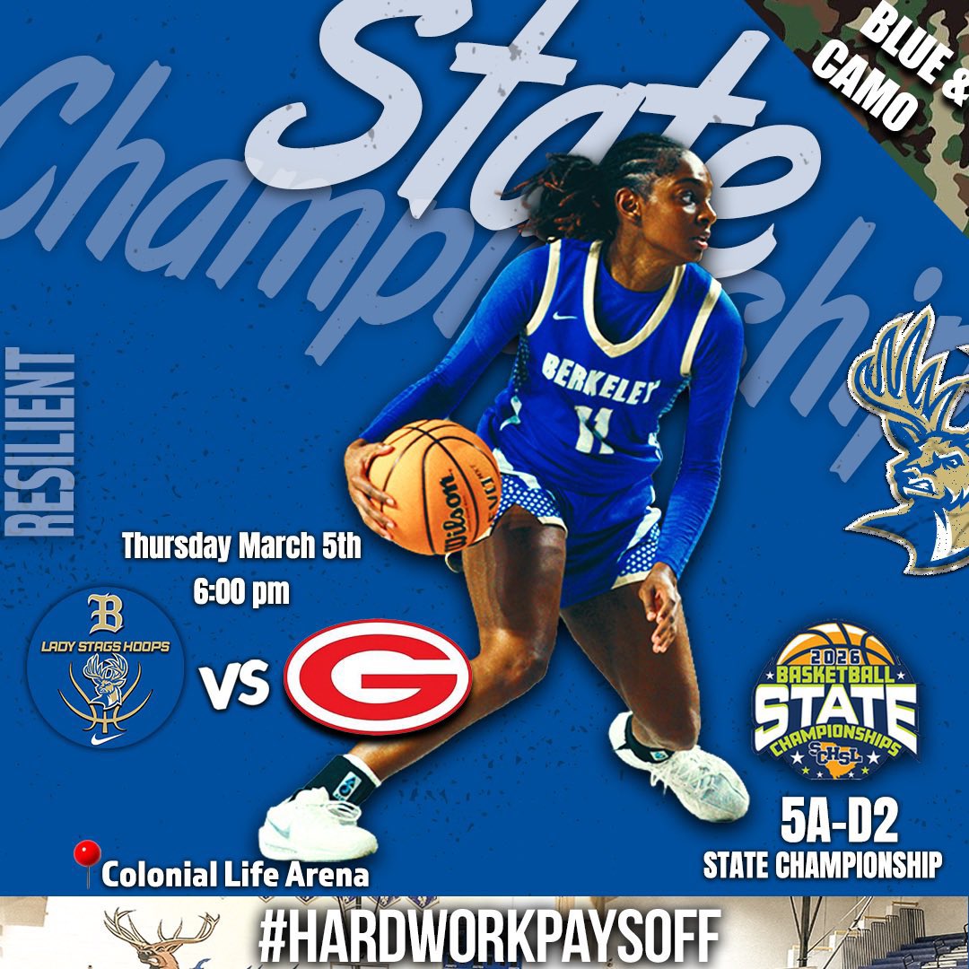 Alaina_Carter28's tweet image. 🟦 𝐒𝐓𝐀𝐓𝐄 𝐂𝐇𝐀𝐌𝐏𝐈𝐎𝐍𝐒𝐇𝐈𝐏 🟦

Stag Fans — see you tonight in Camo &amp;amp; Berkeley Blue!
Drive safely… let’s goooo! 🔥

🗓️ Mar 5
🕰️ 6:00 PM
🆚 Greenville
📍 Colonial Life Arena

#RESILIENT #WhateverItTakes #DEFEND #DIG #BELIEVE @ladystagshoops 💙💛🤍🏀🦌💪🏾‼️