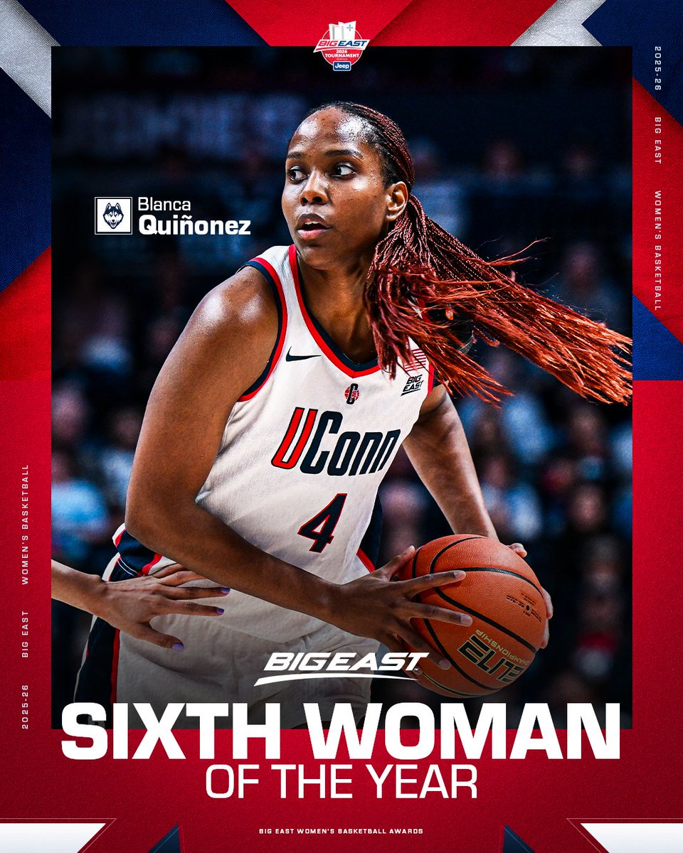 INSTANT IMPACT ⚡️

Blanca Quiñonez is selected by the coaches as the 2026 BIG EAST Freshman and Sixth Woman of the Year! 

<a href="/Blanqui_fra11/">Blanca Quiñonez</a> | <a href="/UConnWBB/">UConn Women’s Basketball</a>