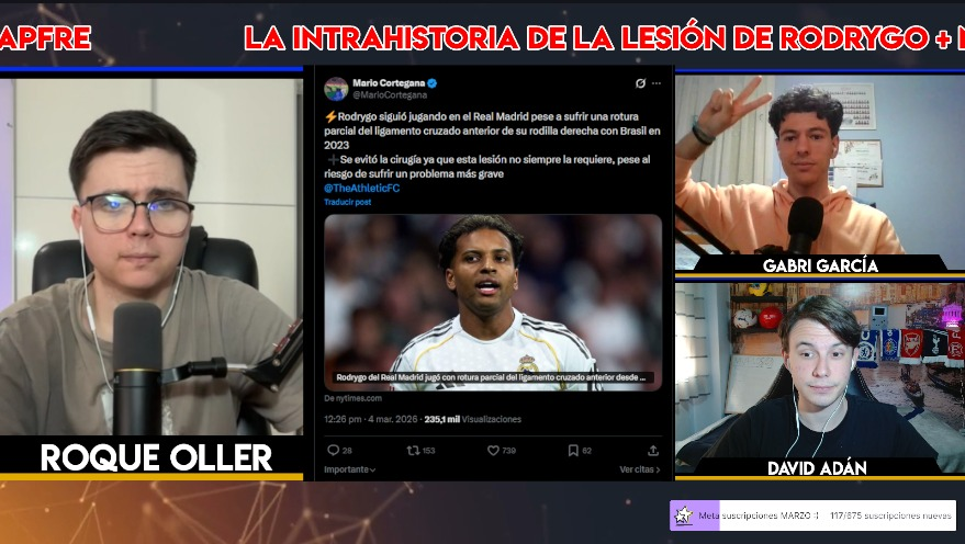 ⚔️ ¡EMPEZAMOOOOS!

🚑⚪️ La historia detrás de las lesiones de MBAPPÉ y RODRYGO
🤔 ¿Quién debe ser el próximo entrenador del MADRID?
✍️🇩🇰 El BARÇA ofrece la renovación a CHRISTENSEN
🏆 La REAL SOCIEDAD, finalista de la COPA DEL REY

💜 twitch.tv/agorafutbol