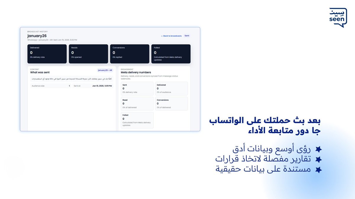 Seen_Comm's tweet photo. ندري إن موظفي المبيعات وخدمة العملاء مسئوليات عملهم كثيرة ويبيلها تركيز من حديد، وحتى نسهل عليهم فعّلنا ميزة جدولة البرودكاست اللي يرسلونها لقائمة عملائهم..
ما عليهم إلا إنشاء البرودكاست واختيار الوقت المناسب للإرسال والمنصة بترسل تلقائيًا الرسائل الترويجية في الوقت المناسب👌🕛. https://t.co/xwIjYvguoG
