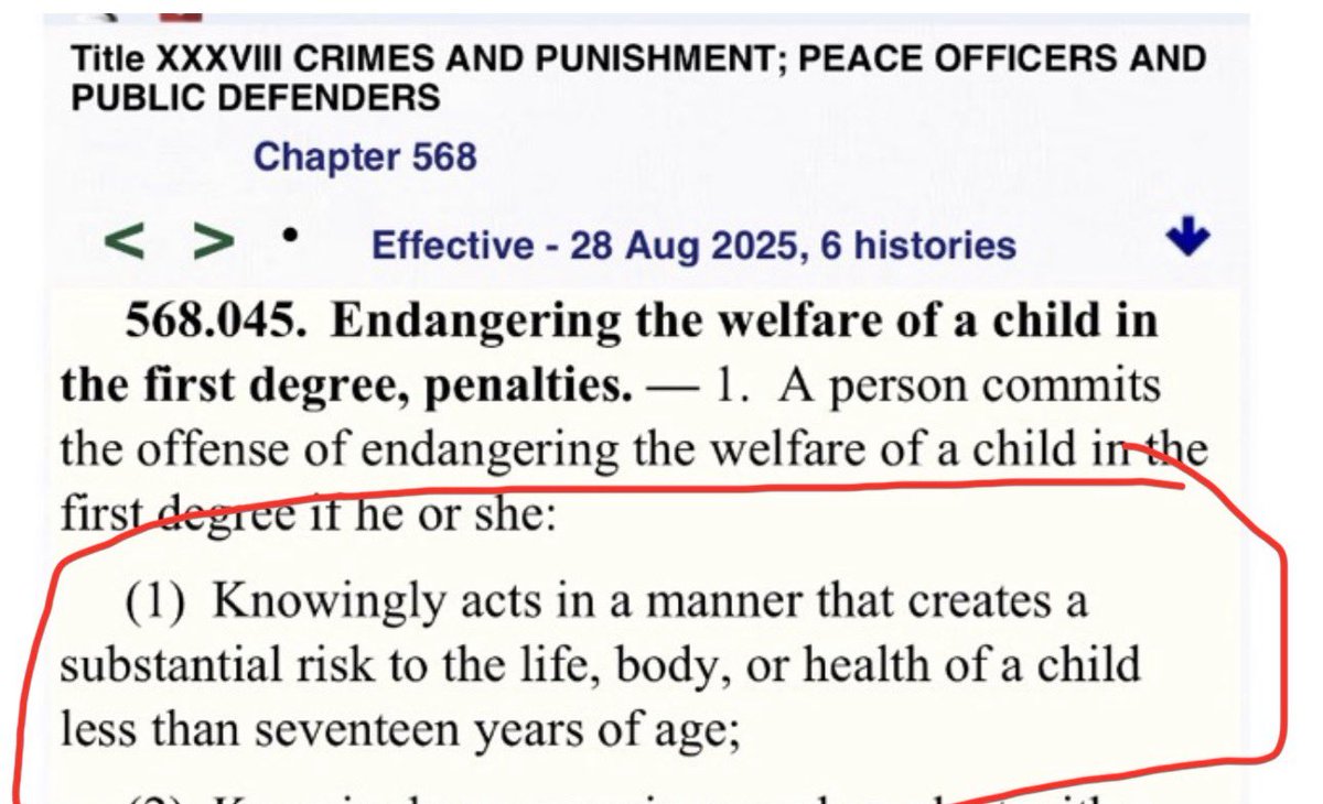 MOEdWatch's tweet image. SB 888 goes after health freedom. Page 39 goes against all #maha health freedom. 

If a parent doesn't do whatever the latest "health" scam is, they can be charged w/ child endangerment in the first degree.

@NickBSchroer why is this in your #moleg #mosen bill you just perfected?
