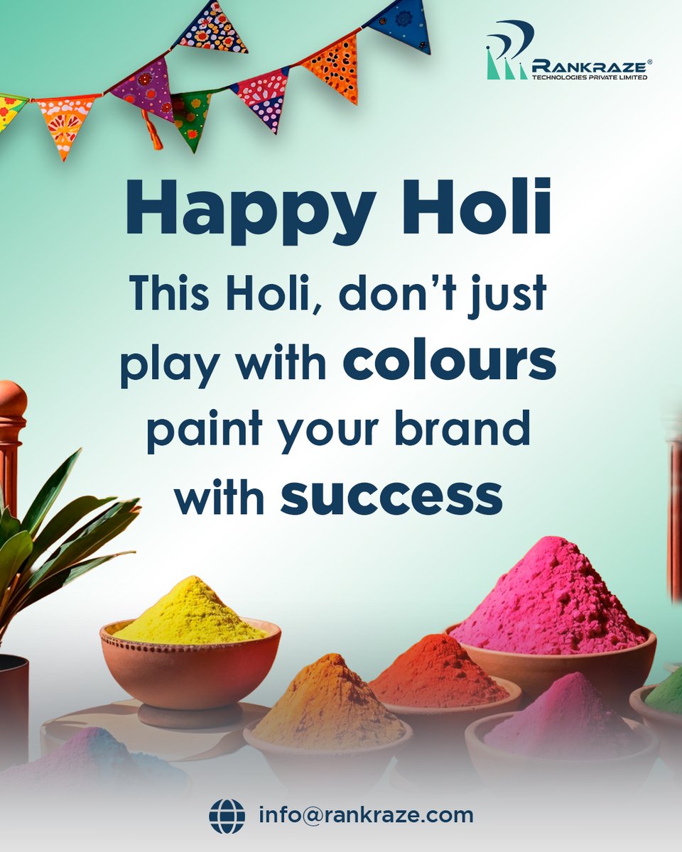 RankRaze's tweet photo. 🌈 Happy Holi!

This Holi, don’t just play with colours — paint your brand with success. 🎨🚀

At Rankraze, we help businesses add the right colours to their growth story through SEO, Meta Ads, Google Ads, Social Media Marketing.

#DigitalMarketingAgency https://t.co/wEUWmwI9xJ