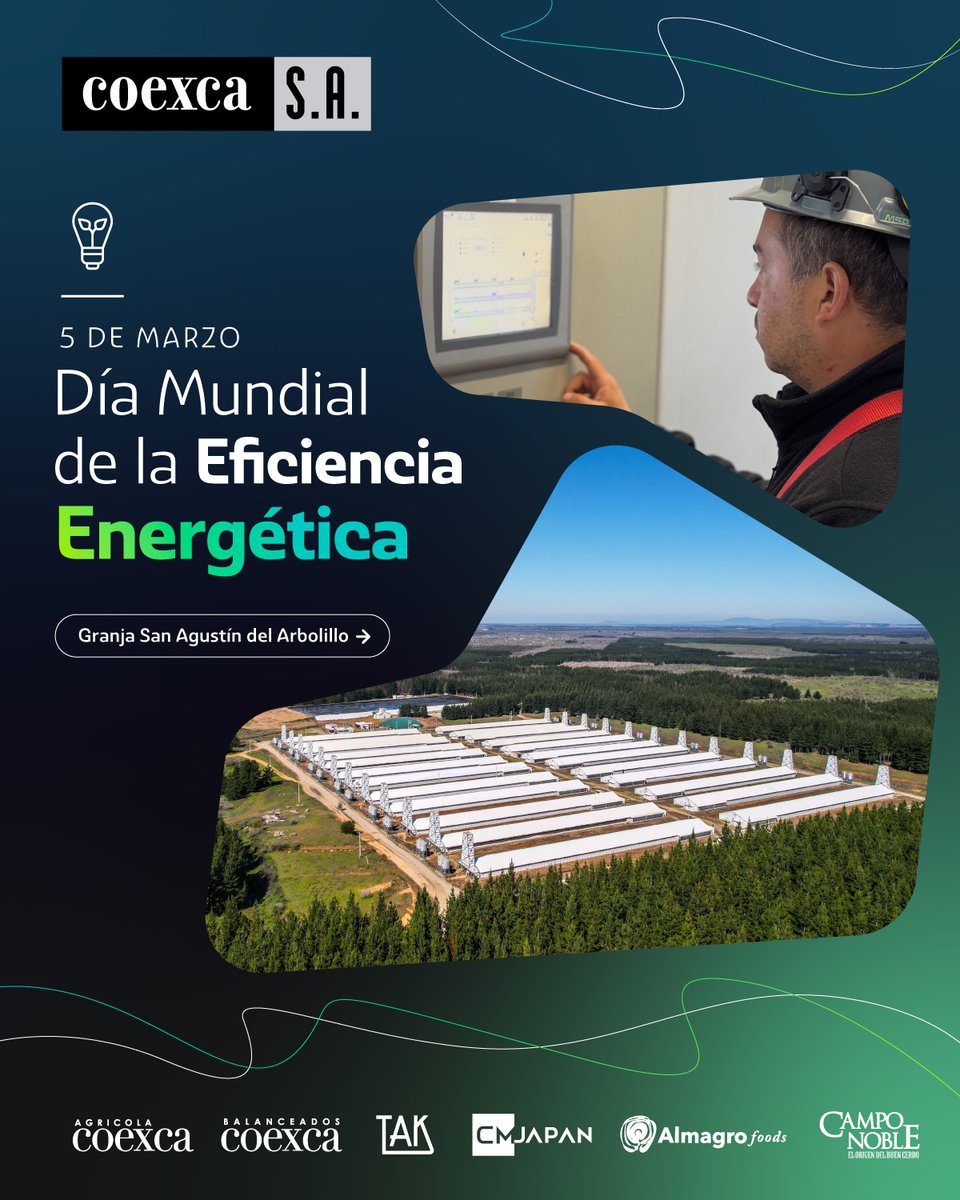 En Día Mundial de Eficiencia Energética, #Coexca S.A. se suma al uso responsable de la energía. Desde sus operaciones, en sus plantas industriales y granjas, en particular, en San Agustín del Arbolillo, se promueve el uso eficiente de la energía y tecnologías más sostenibles.