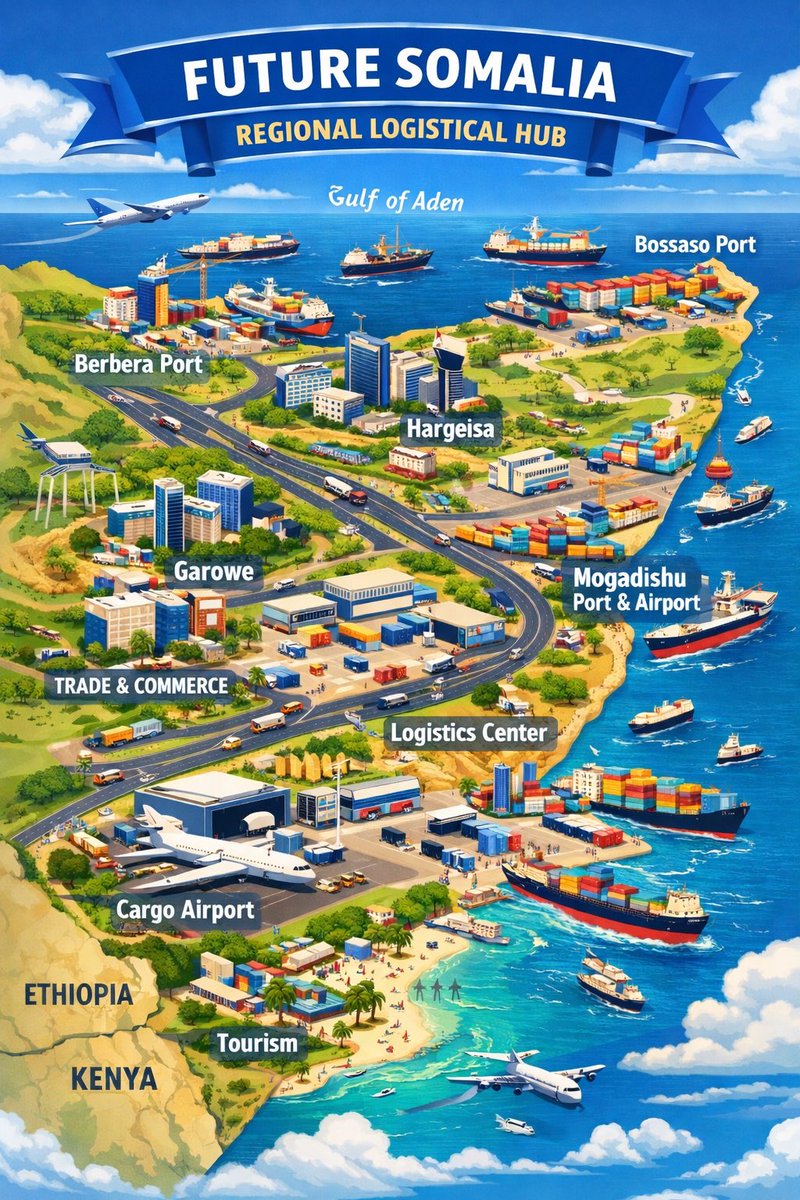 DrNabadNolol's tweet photo. i dream of a Somalia where the services sector dominate our economy. 

We must be known as a regional logistical hub. 

Ports, airports, roads. 

Heck i need NN govt to develop a Somali merchant fleet to service the whole of East Africa. https://t.co/uYoCwkGS89