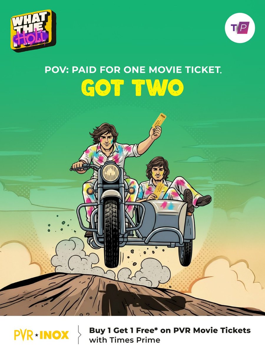timesprime's tweet image. This is your sign to take your favourite @ to the movies. 🎬

Buy 1 Get 1 Free* on @PicturesPVR Movie Tickets with Times Prime

#timesprime #pvr #movie #bogo #fyp #Entertainment #Benefits #membershipdrive #Offers