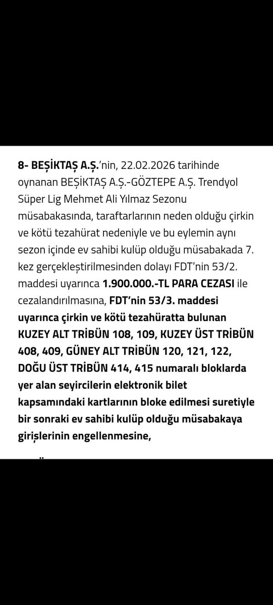 Sayin taraftara şirin gozukmeye çalışan baskanim <a href="/SerdalAdali_x/">Serdal Adalı</a>
Bu ceza rize macinda cekilmeliydi. Tff yazisinda ilk ev sahibi maci deniyor.
Siz naptiniz, şirinlik yapmak için ama sahtesiniz kusura bakmayin. Ben 1 mac gitmem ok ama sizin ve sahteliginizini de unutmam