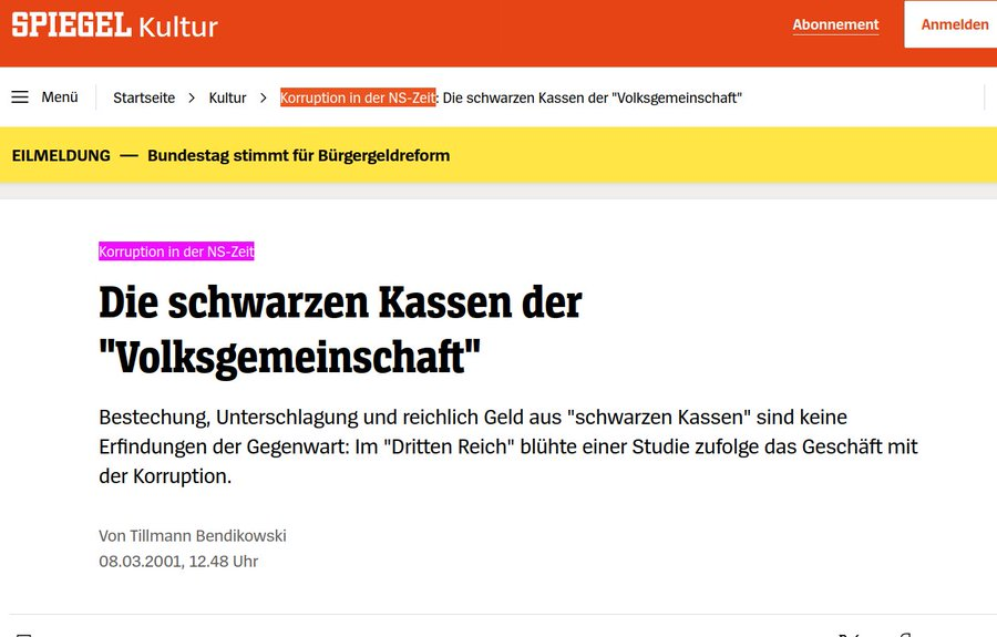 personenprofil's tweet photo. @G_Platzdasch Bei #altparteifürdumme werden #Traditionen #Kultur gepflegt!?

"#Korruption in der #NS_Zeit  Die #schwarzenKassen der '#Volksgemeinschaft
#Bestechung #Unterschlagung und reichlich #Geld [...] Im '#DrittenReich' blühte einer #Studie zufolge das Geschäft mit der Korruption." https://t.co/3wZHVrSj9j