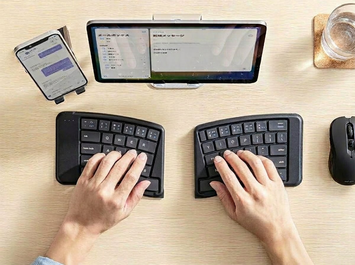 taka8aru's tweet photo. Keychron B11 Proが2台あれば
くるっと折り返して 左右分離分割キーボード としても使えますw
さらに突き詰めるなら、公開されているB ProシリーズのZMKファームウェアを元に頑張れば左右連携のカスタマイズもできるはず
#自作キーボード 市販キーボード ロープロファイル #AliceKeyboard https://t.co/A5plQjFusM