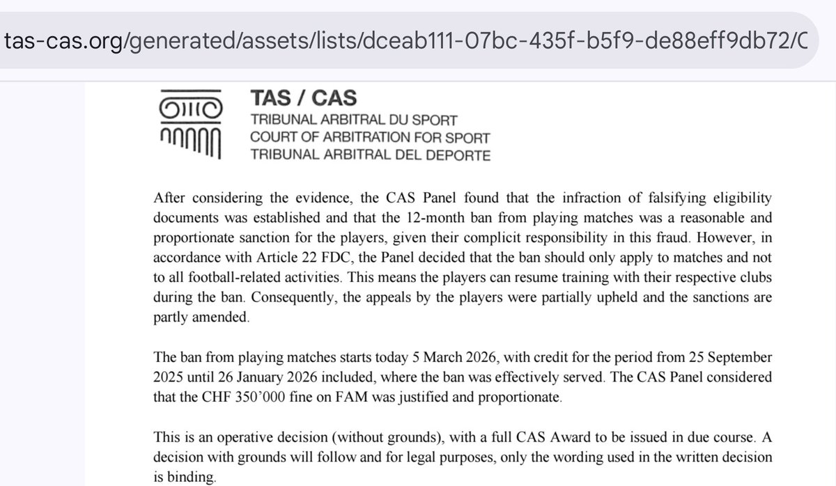 levietsi's tweet photo. Finally, CAS rejected FAM's appeal, maintaining the penalties for 7 illegal naturalized players. Fairness for football, fairness for Vietnam!
https://t.co/qAiei1qfJd

#fam #7illegalpalyer https://t.co/SJJhLteNdn