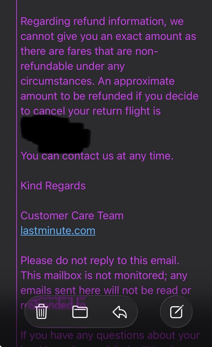 VolcanicAsh84's tweet photo. Beware of @lastminute_com trying to get out of honouring refunds for flights affected by the issues in Middle East. Clearly the airlines are offering this! https://t.co/RJnCSNjL6h