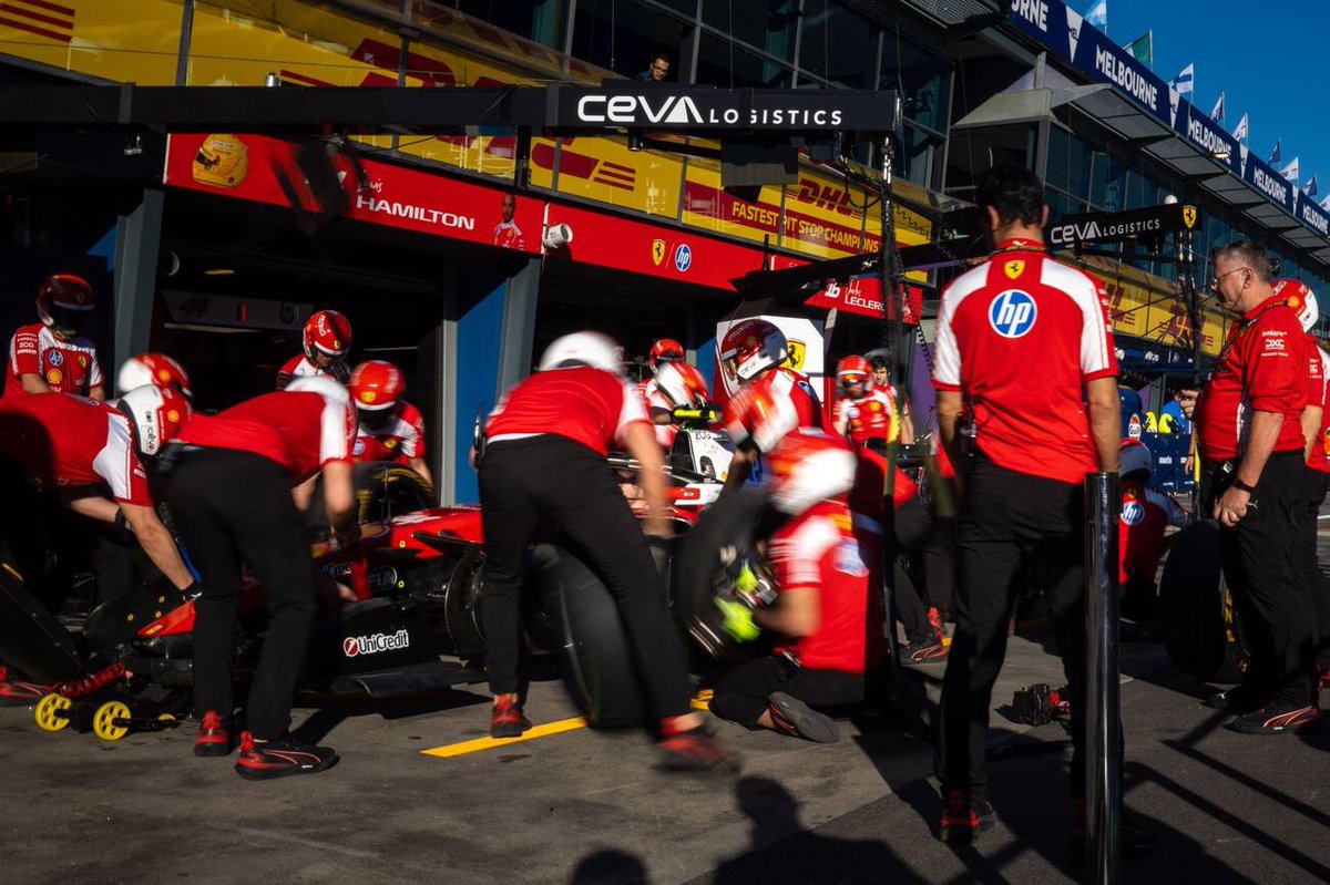 Pit stop practices at Ferrari earlier today in Australia. #AusGP #Ferrari #F1